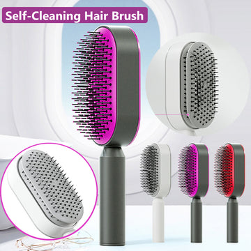 Self-Cleaning Hair Brush for Women – One-Key Cleaning, Hair Loss Prevention, Airbag Massage Scalp Comb, Anti-Static Hairbrush for Healthy, Tangle-Free Hair
