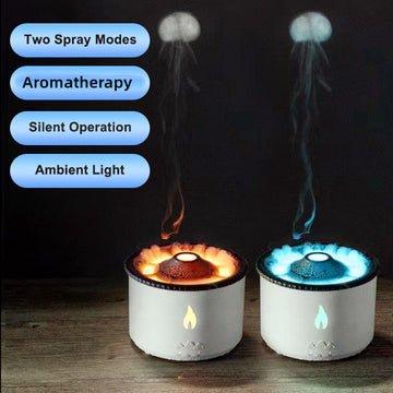 Creative Ultrasonic Essential Oil Humidifier Volcano Aromatherapy Diffuser - Jellyfish Flame Air Purifier for Relaxation & Stress Relief
