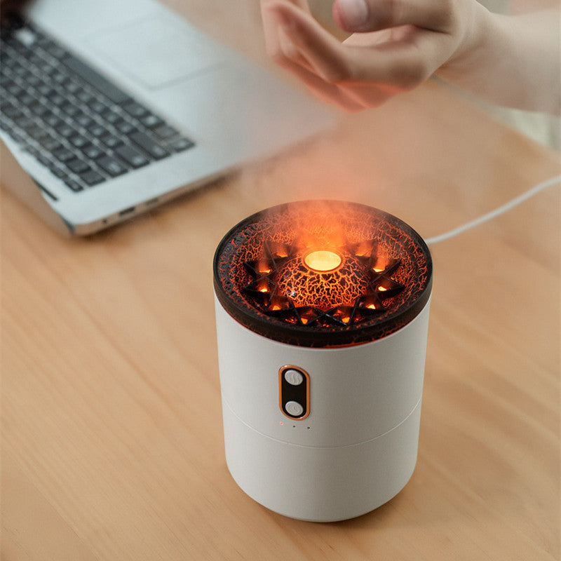 Creative Ultrasonic Essential Oil Humidifier Volcano Aromatherapy Diffuser - Jellyfish Flame Air Purifier for Relaxation & Stress Relief